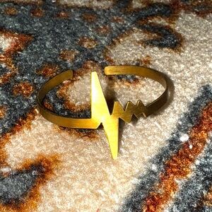 Brass Heart Monitor Cuff Bracelet in Gold